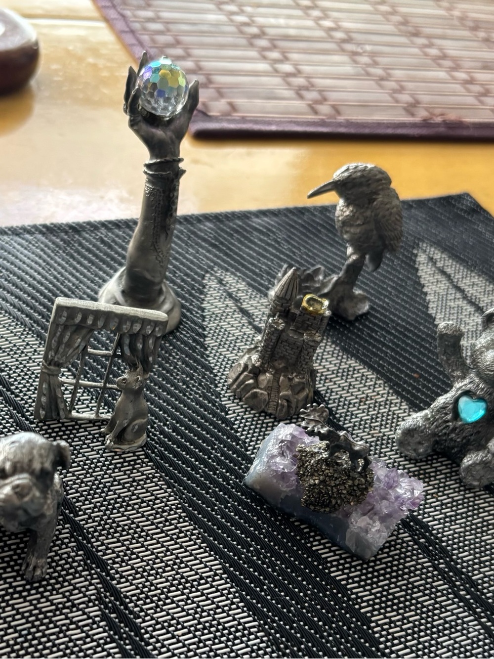 Vintage Pewter Miniatures 1985 Cuter Pewter & Art Glass Figurines Lot